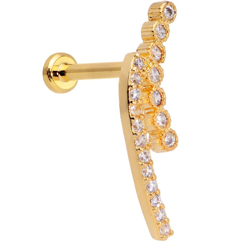 Stunning Lip Rings for Bold Fashion Statements16 Gauge 5/16 Clear CZ Gem Gold Tone Curve Internal Thread Labret Stunning Lip Rings for Bold Fashion Statements16 Gauge 5/16 Clear CZ Gem Gold Tone Curve Internal Thread Labret