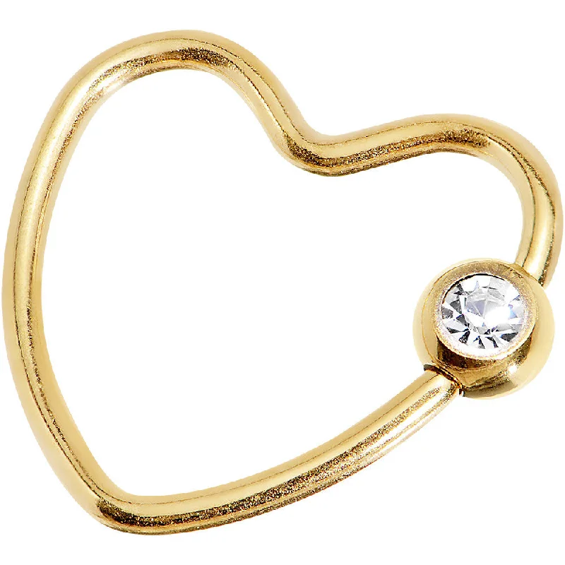 Women's Earrings – Elegant Designs for Every Personality--18 Gauge 1/2 Clear Gold Anodized Titanium Heart Closure Captive Ring