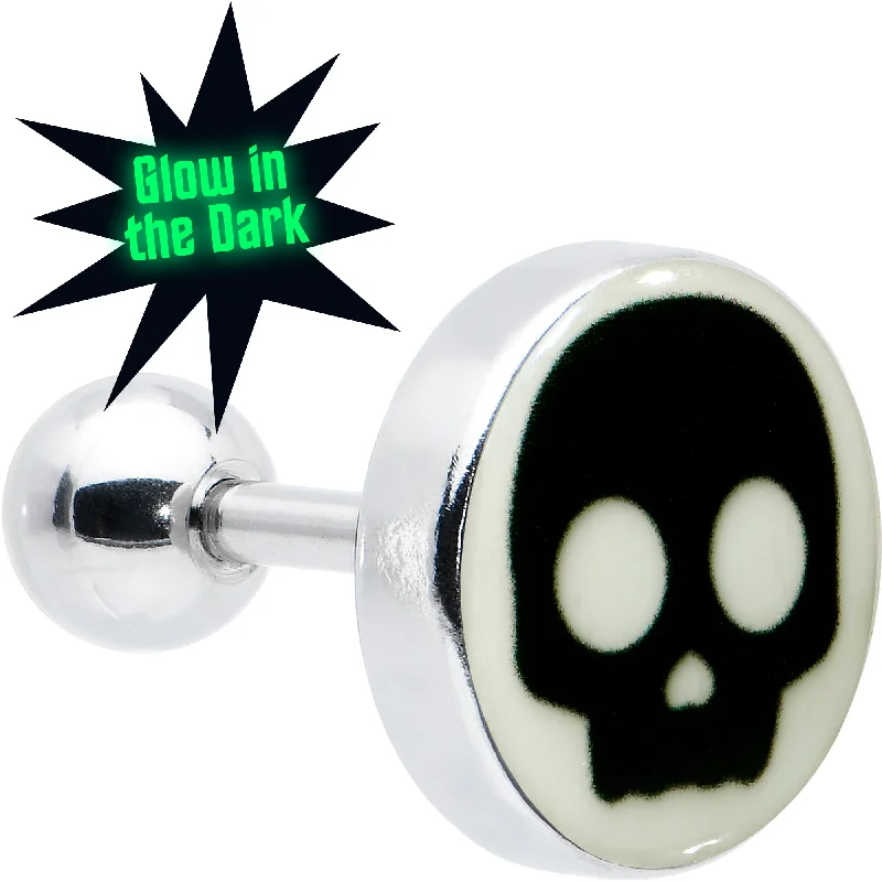 Women's Earrings – Elegant Designs for Every Personality--16 Gauge 1/4 Glow in the Dark Simple Skull Tragus Cartilage Earring