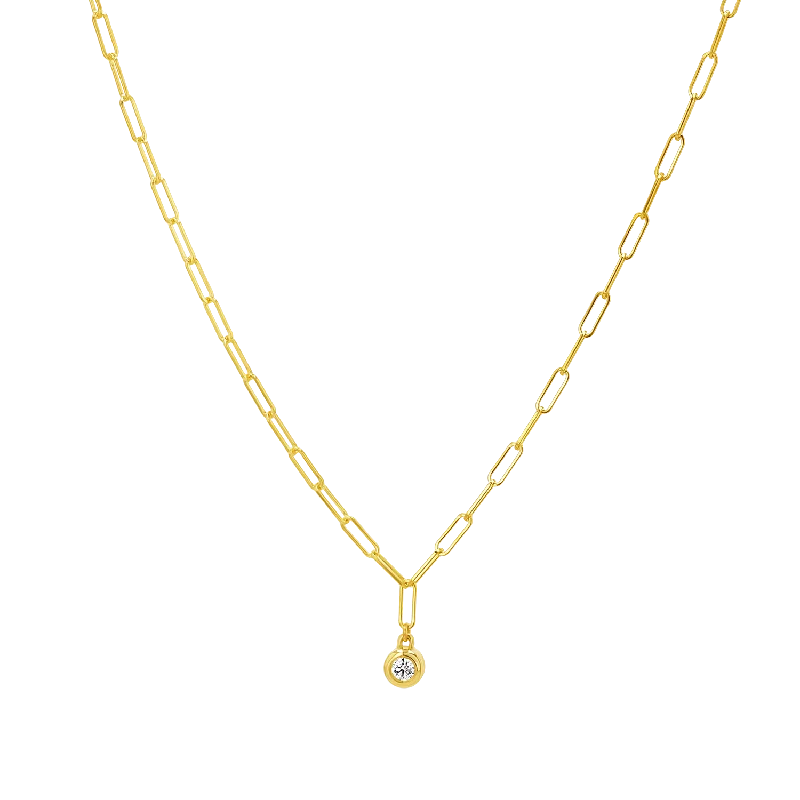 Shop Classic Women's Necklaces & Pendants with a Modern Twist-Wire Paperclip Diamond Bezel Necklace Shop Classic Women's Necklaces & Pendants with a Modern Twist-Wire Paperclip Diamond Bezel Necklace