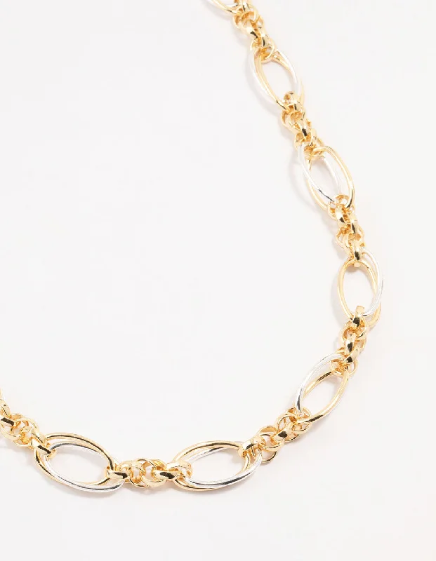 Shop Classic Women's Necklaces & Pendants with a Modern Twist-Mixed Metals Chunky Chain Necklace Shop Classic Women's Necklaces & Pendants with a Modern Twist-Mixed Metals Chunky Chain Necklace