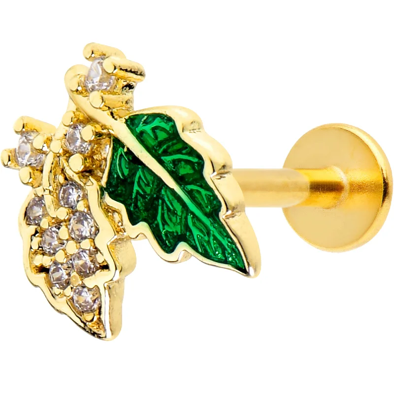 Beautiful Silver Lip Rings16 Gauge 5/16 Clear CZ Gem Gold Tone Leafy Beauty Labret Monroe Tragus Beautiful Silver Lip Rings16 Gauge 5/16 Clear CZ Gem Gold Tone Leafy Beauty Labret Monroe Tragus