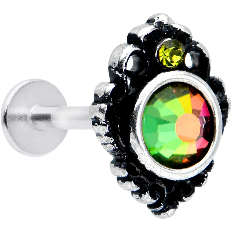 Comfortable and Stylish Lip Rings16 Gauge 5/16 Green Orange Tourmaline Fire Labret Monroe Tragus