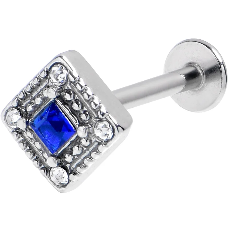 Trendy Lip Rings for Simple Fashion Statements16 Gauge 5/16 Clear Blue Gem Rhombus Royale Labret Monroe Tragus