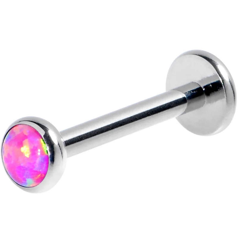 Customizable Lip Rings for Bold Looks16 Gauge 3/8 Pink Synthetic Opal G23 Titanium Threadless Push In Labret