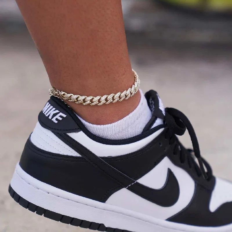 Trendy Anklets for Women Who Love Fashion-Iced Cuban Anklet in Yellow Gold - 8.5mm