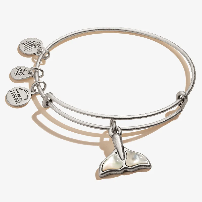 Engraved Bangles for Women-Whale Tail Charm Bangle