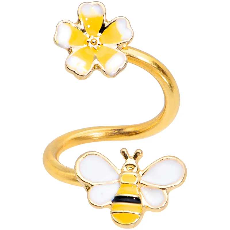Beautiful Lip Rings with Sparkling Accents14 Gauge 3/8 Gold Tone Yellow Bee Flower Spiral Twister Belly Ring Beautiful Lip Rings with Sparkling Accents14 Gauge 3/8 Gold Tone Yellow Bee Flower Spiral Twister Belly Ring