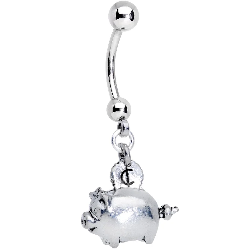 Beautiful Belly Rings for Fashion-Forward Women -Handcrafted Piggy Bank Dangle Belly Ring Beautiful Belly Rings for Fashion-Forward Women -Handcrafted Piggy Bank Dangle Belly Ring