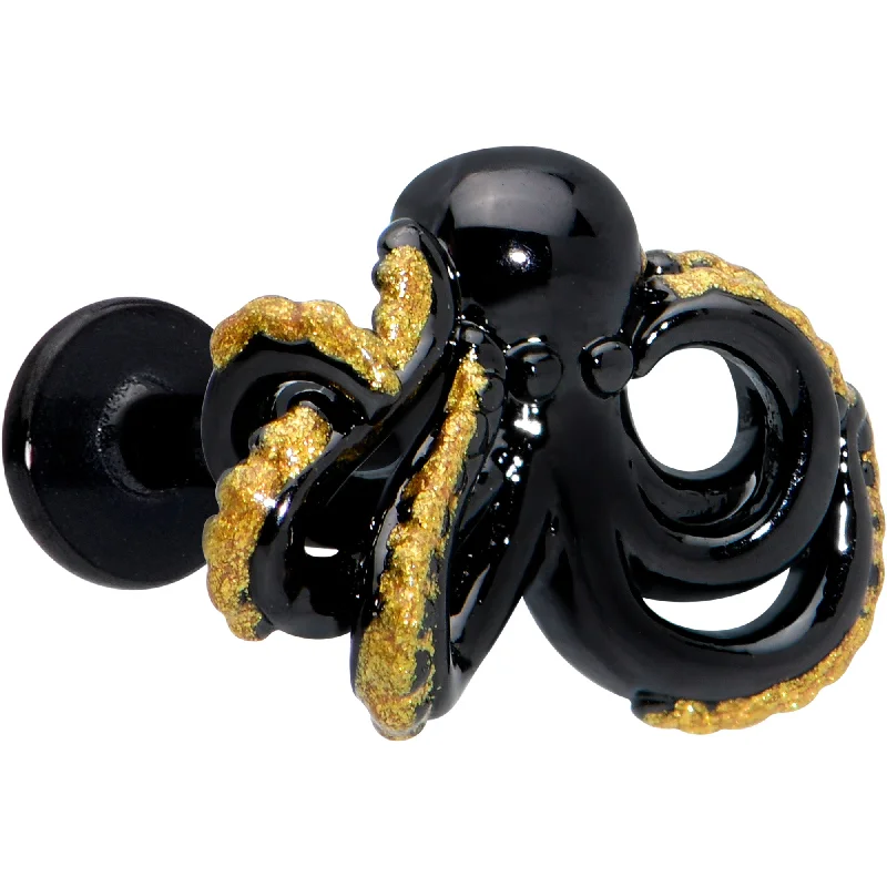 Designer Lip Rings with Sleek Finish16 Gauge 5/16 Black Understated Octopus Labret Monroe Tragus