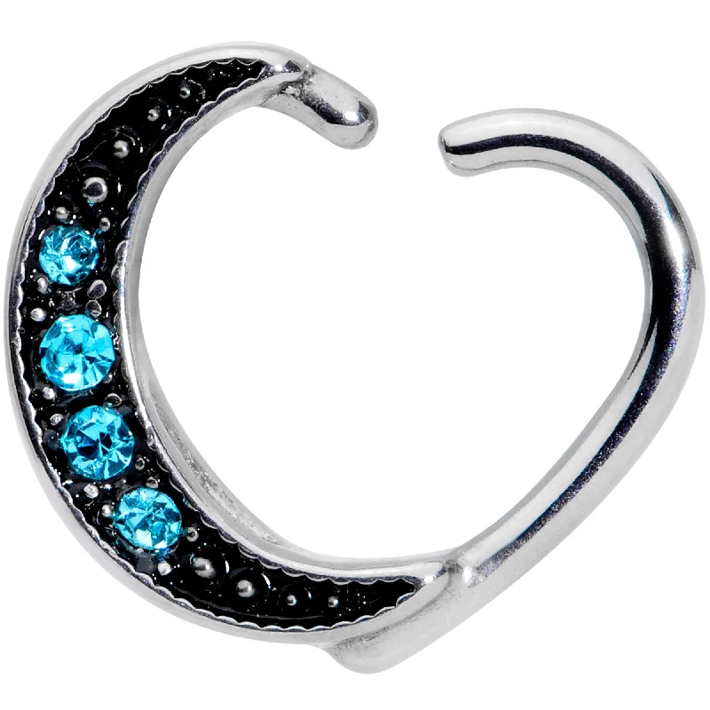 Women's Earrings – Elegant Designs for Every Personality--16 Gauge 3/8 Blue Gem Open Right Heart Closure Ring Women's Earrings – Elegant Designs for Every Personality--16 Gauge 3/8 Blue Gem Open Right Heart Closure Ring