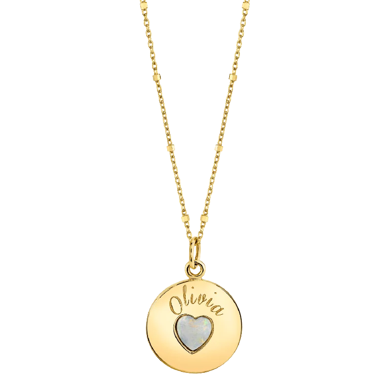 Shop Classic Women's Necklaces & Pendants with a Modern Twist-Grand Opal Heart Name Medallion Shop Classic Women's Necklaces & Pendants with a Modern Twist-Grand Opal Heart Name Medallion