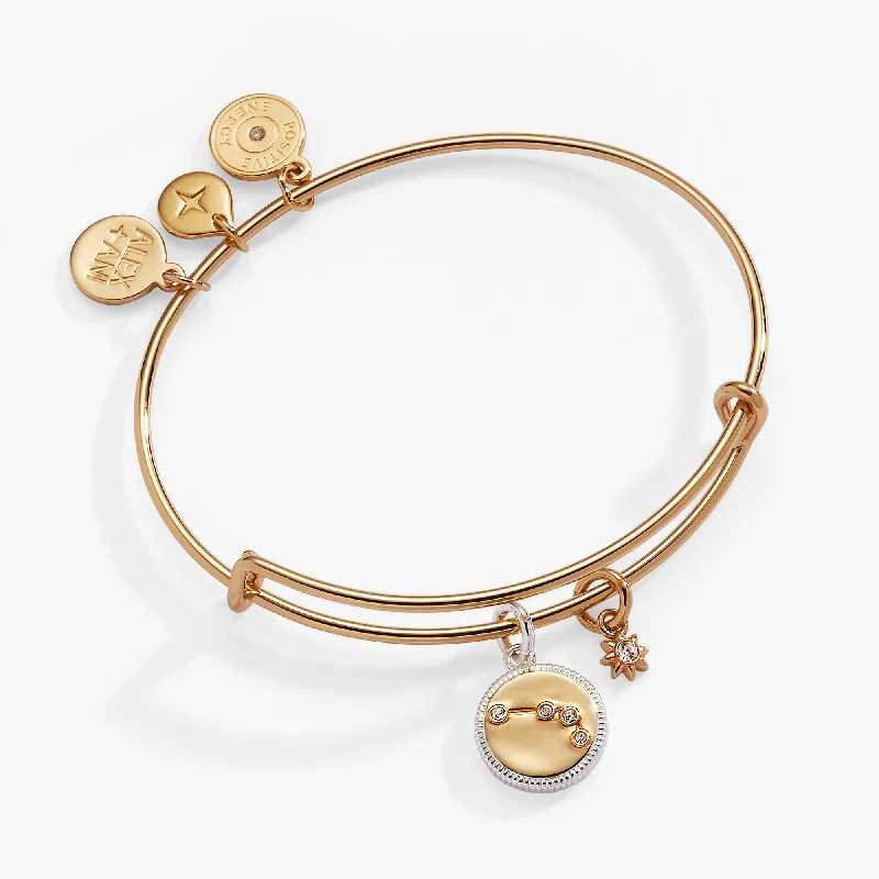 Crystal Gemstone Bangle Bracelets for Women-Aries Zodiac Charm Bangle