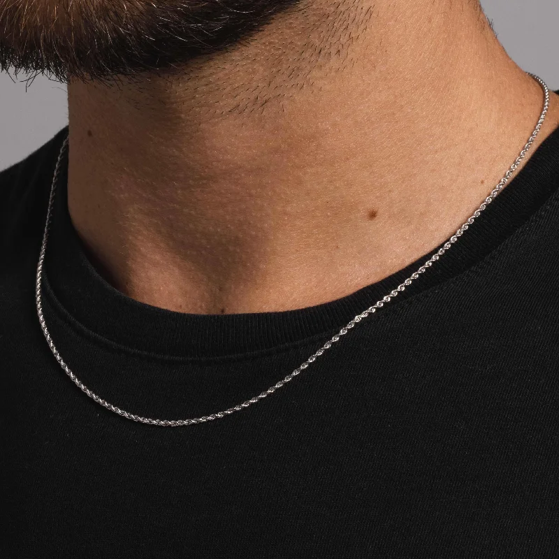 Exclusive Men's Necklaces & Pendants for the Modern Gentleman-10k Solid White Gold Rope Chain (1.5mm) Exclusive Men's Necklaces & Pendants for the Modern Gentleman-10k Solid White Gold Rope Chain (1.5mm)
