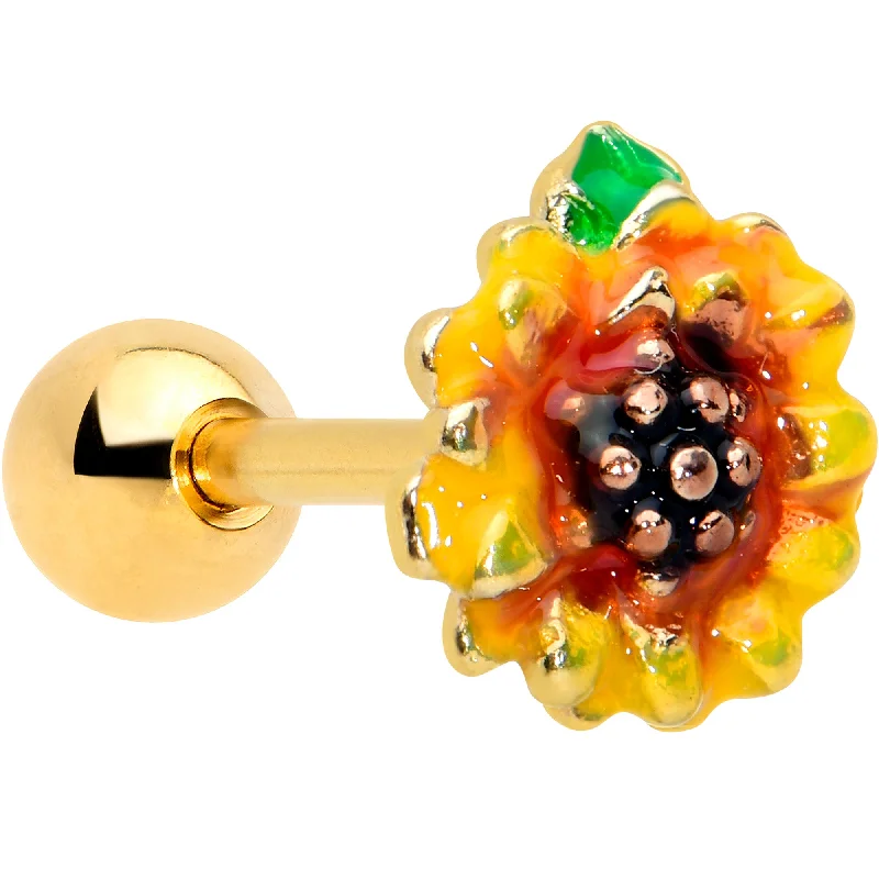 Women's Earrings – Elegant Designs for Every Personality--16 Gauge 1/4 Gold Tone Summer Sunflower Cartilage Tragus Earring Women's Earrings – Elegant Designs for Every Personality--16 Gauge 1/4 Gold Tone Summer Sunflower Cartilage Tragus Earring