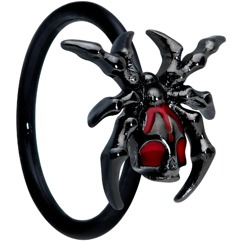 Nose Rings with Cool Patterns -20 Gauge 5/16 Red Gem Black Spider Skull Halloween Nose Hoop Nose Rings with Cool Patterns -20 Gauge 5/16 Red Gem Black Spider Skull Halloween Nose Hoop