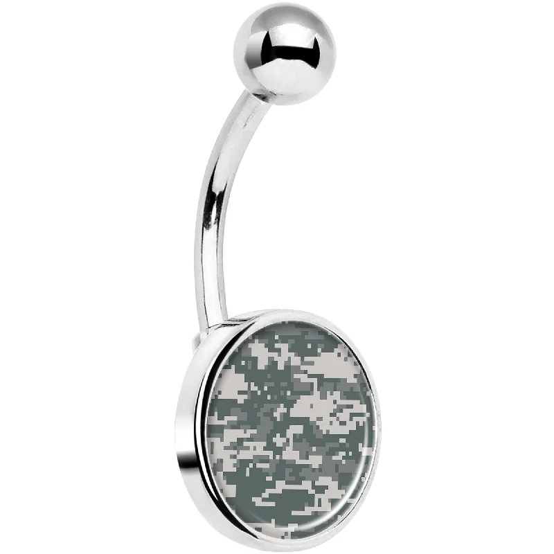 Stylish Belly Rings for Elegant Women -Digital Camo Print Belly Ring