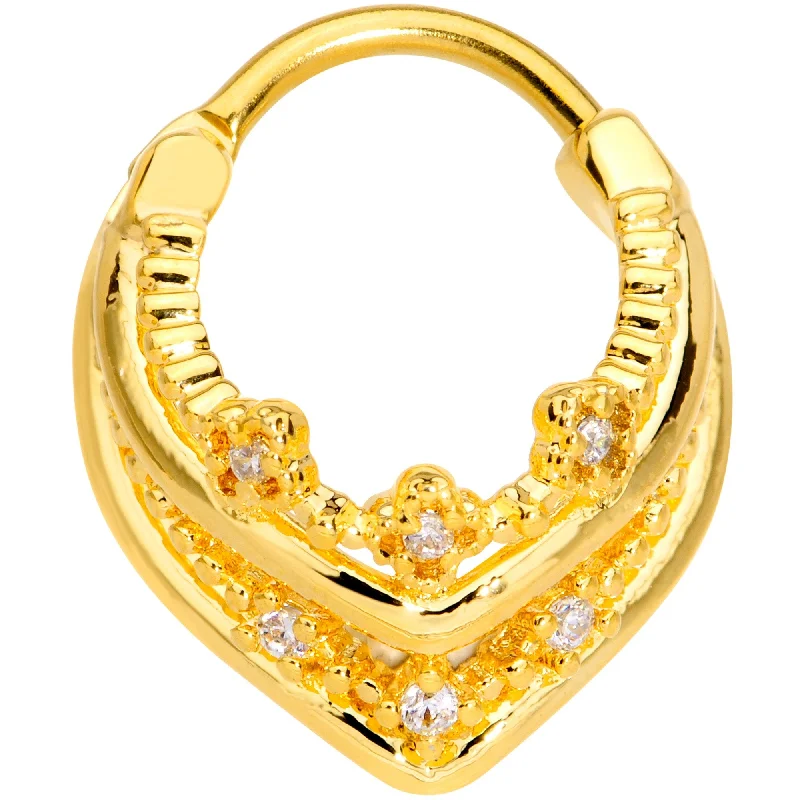 Affordable Nose Rings for All Styles -16 Gauge 3/8 Gold Tone Pretty Princess Hinged Septum Ring Affordable Nose Rings for All Styles -16 Gauge 3/8 Gold Tone Pretty Princess Hinged Septum Ring