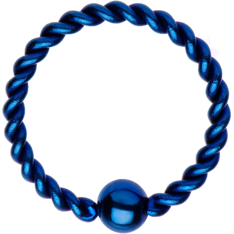 Women's Earrings – Elegant Designs for Every Personality--16 Gauge 3/8" Blue IP So Twisted Captive Style Seamless Ring