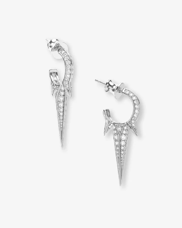 Women's Earrings – Elegant Designs for Every Personality--Gabriella Pavé Triple Spike Earrings - Silver|White Diamondettes Women's Earrings – Elegant Designs for Every Personality--Gabriella Pavé Triple Spike Earrings - Silver|White Diamondettes