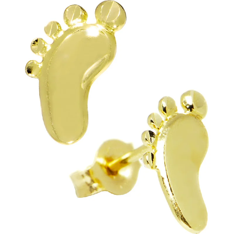 Women's Earrings – Elegant Designs for Every Personality--14kt Yellow Gold Pretty Feet Stud Earrings Women's Earrings – Elegant Designs for Every Personality--14kt Yellow Gold Pretty Feet Stud Earrings