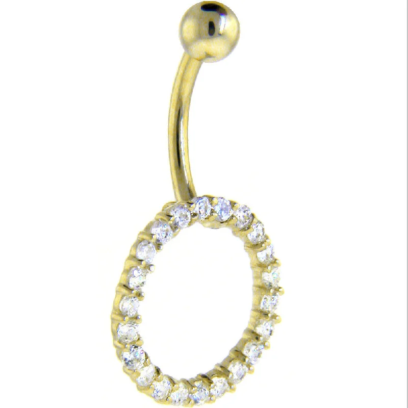 Comfortable Belly Rings with Polished Finish -16 Gauge Solid 14kt Yellow Gold Clear CZ Gem Gather Round Belly Ring Comfortable Belly Rings with Polished Finish -16 Gauge Solid 14kt Yellow Gold Clear CZ Gem Gather Round Belly Ring