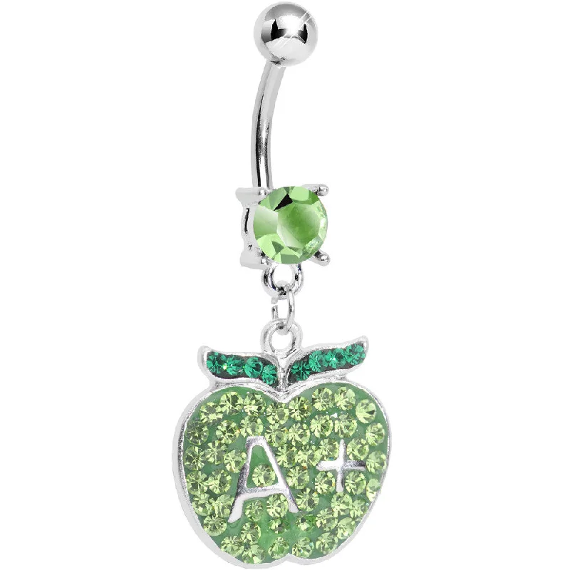 Belly Rings for a Polished Look -Green Gem Teacher Gets an Apple Dangle Belly Ring