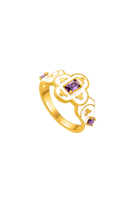 Chic Women's Rings for Fashion-Forward Looks-Maltese Tile Royal Purple Ring