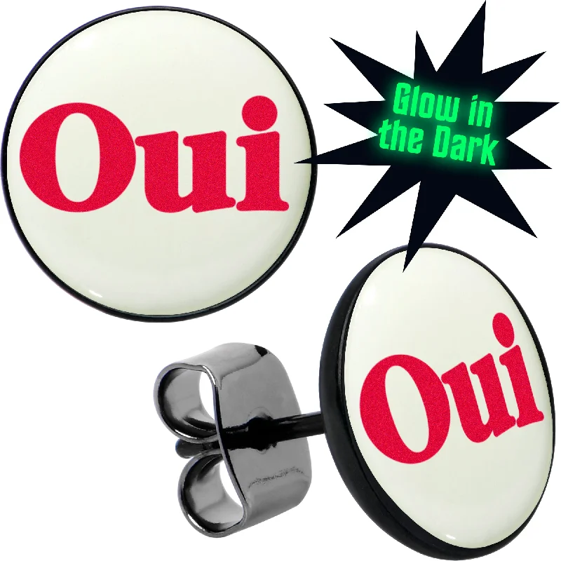 Women's Earrings – Elegant Designs for Every Personality--Black Anodized OUI Glow in the Dark Stud Earrings Women's Earrings – Elegant Designs for Every Personality--Black Anodized OUI Glow in the Dark Stud Earrings