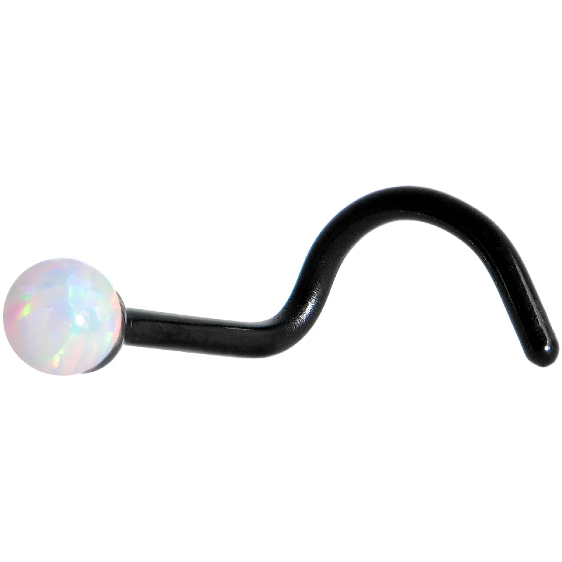 Nose Rings for Everyday Fashion -White 2.5mm Synthetic Opal Ball Black Anodized Left Nose Screw Nose Rings for Everyday Fashion -White 2.5mm Synthetic Opal Ball Black Anodized Left Nose Screw