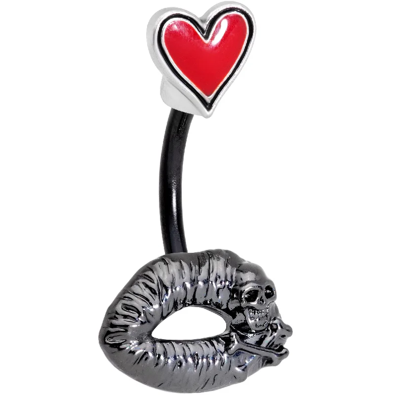 Trendy Belly Rings for Bold Fashionistas -Red Heart Kiss of Death Double Mount Belly Ring Trendy Belly Rings for Bold Fashionistas -Red Heart Kiss of Death Double Mount Belly Ring