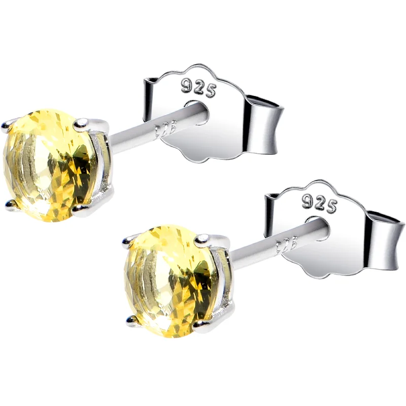 Women's Earrings – Elegant Designs for Every Personality--4mm CZ 925 Sterling Silver November Birthstone Stud Earrings