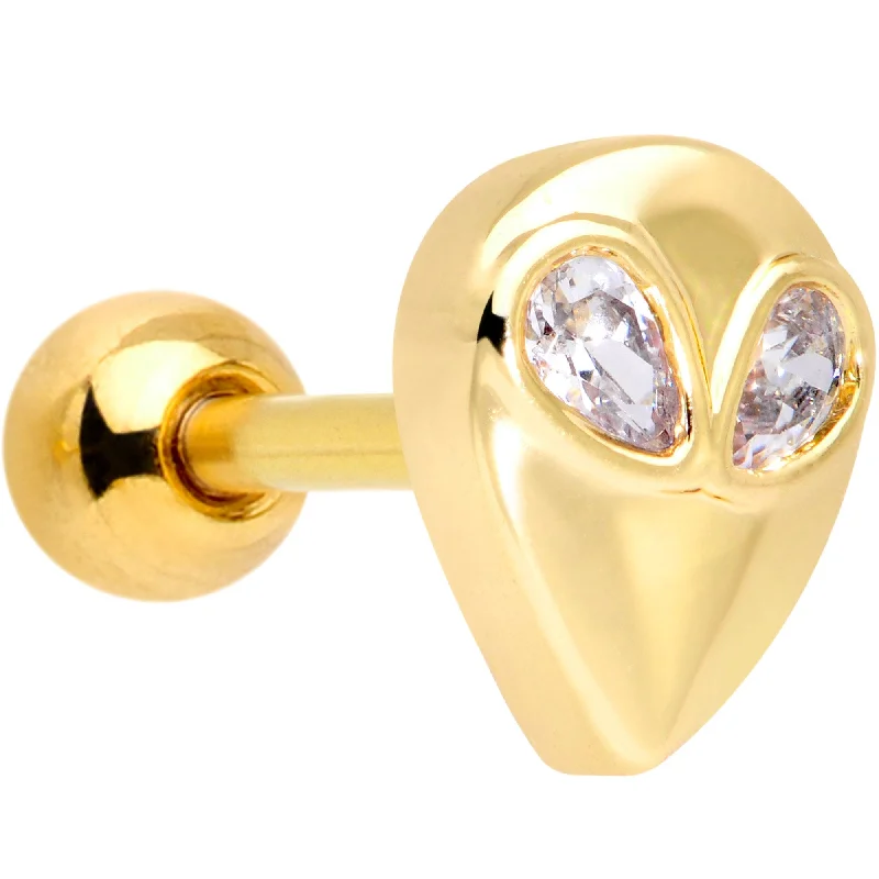 Women's Earrings – Elegant Designs for Every Personality--16 Gauge 1/4 Clear Gem Gold Tone Space Alien Cartilage Tragus Earring Women's Earrings – Elegant Designs for Every Personality--16 Gauge 1/4 Clear Gem Gold Tone Space Alien Cartilage Tragus Earring