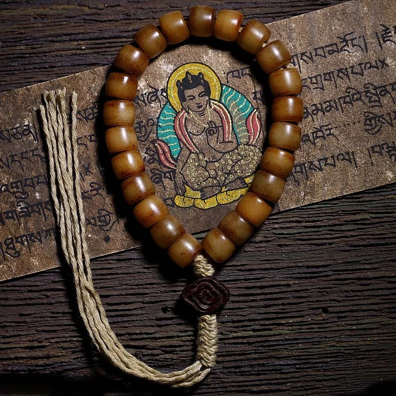Men's Bracelets with Black Stone Accents-Buddha Stones Tibetan Yak Bone Balance Strength Wrist Mala Men's Bracelets with Black Stone Accents-Buddha Stones Tibetan Yak Bone Balance Strength Wrist Mala