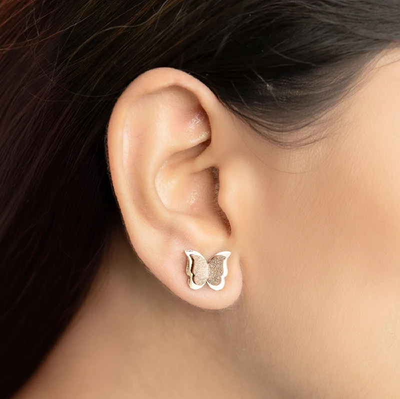 Shop Classic Women's  Necklaces & Pendants with a Modern Twist-Rose Gold Butterfly Stud Earrings