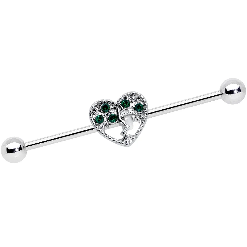 Women's Earrings – Elegant Designs for Every Personality--14 Gauge Green Gem Heart Tree Valentines Day Industrial Barbell 38mm Women's Earrings – Elegant Designs for Every Personality--14 Gauge Green Gem Heart Tree Valentines Day Industrial Barbell 38mm