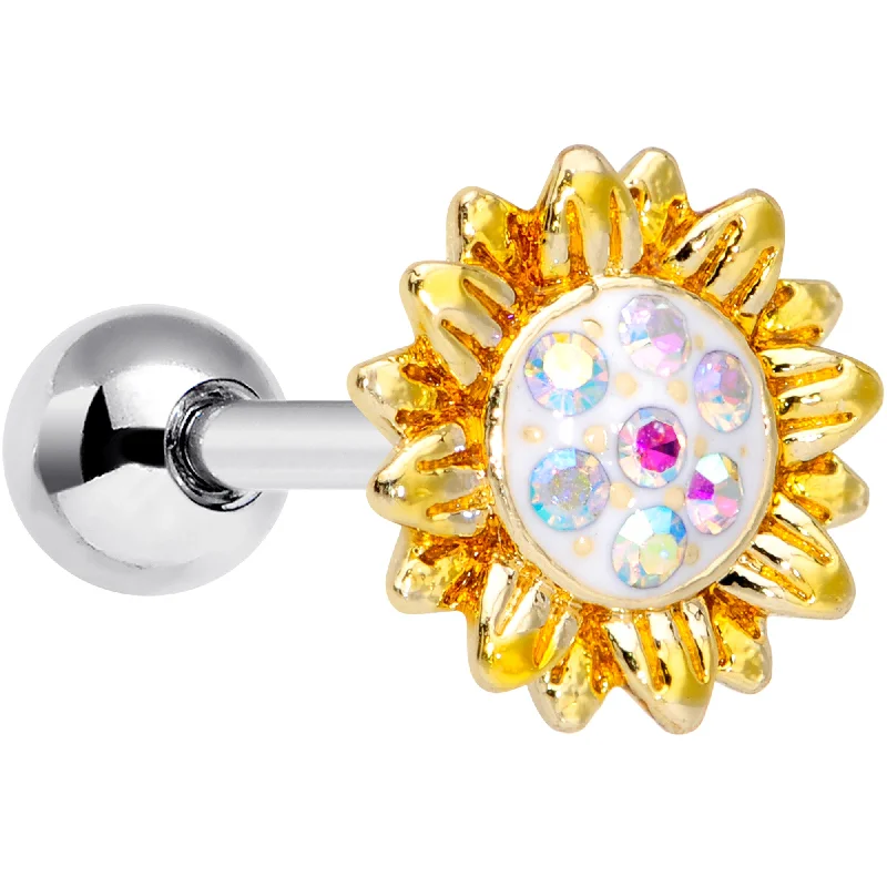 Women's Earrings – Elegant Designs for Every Personality--16 Gauge 1/4 Aurora Gem Scintillating Sunflower Cartilage Tragus Women's Earrings – Elegant Designs for Every Personality--16 Gauge 1/4 Aurora Gem Scintillating Sunflower Cartilage Tragus