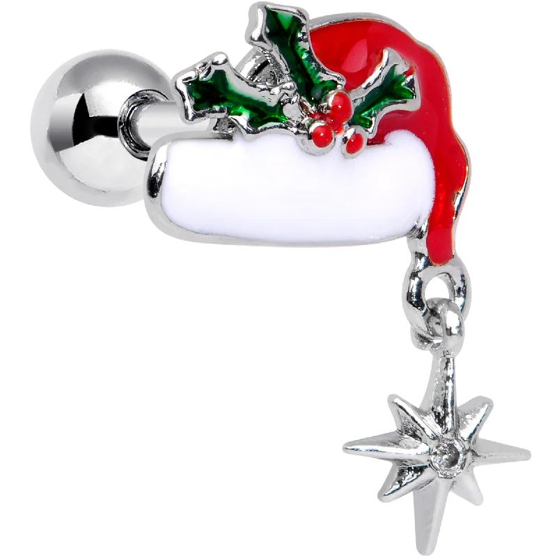 Women's Earrings – Elegant Designs for Every Personality--16 Gauge 1/4 Clear Gem Jolly Santa Hat Christmas Cartilage Tragus Women's Earrings – Elegant Designs for Every Personality--16 Gauge 1/4 Clear Gem Jolly Santa Hat Christmas Cartilage Tragus