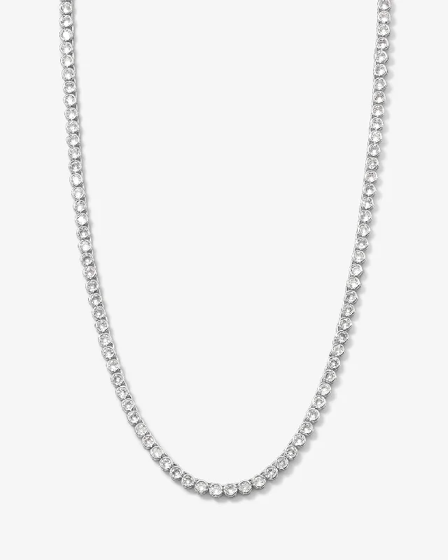 Shop Classic Women's  Necklaces & Pendants with a Modern Twist-Baroness Tennis Necklace 15" - Silver|White Diamondettes