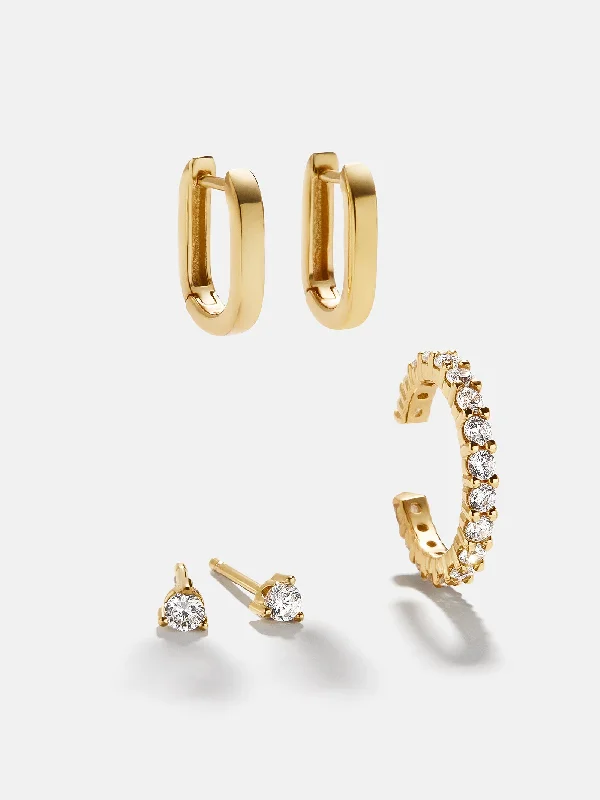Women's Earrings – Elegant Designs for Every Personality--Lilith 18K Gold Earring Set - Gold/Pavé