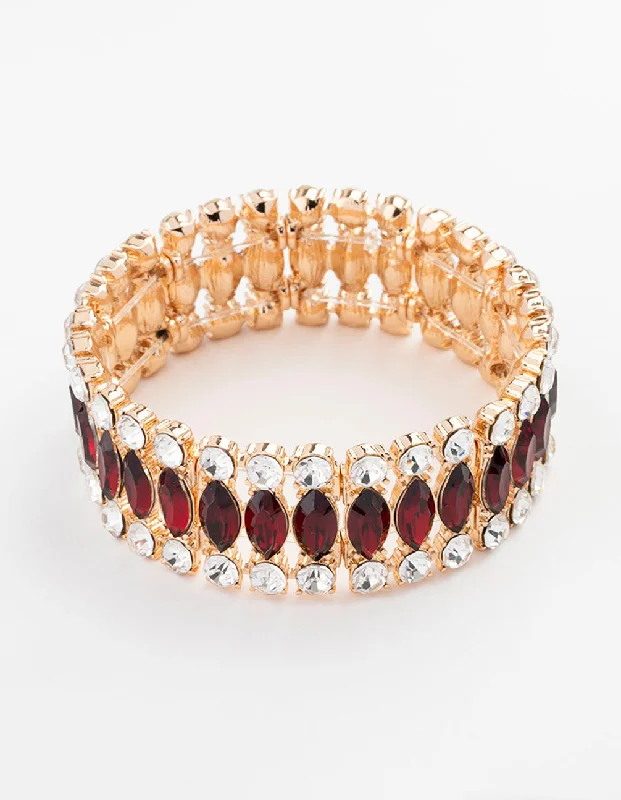 Wedding Bangles for Women-Gold Marquise Stone Bracelet