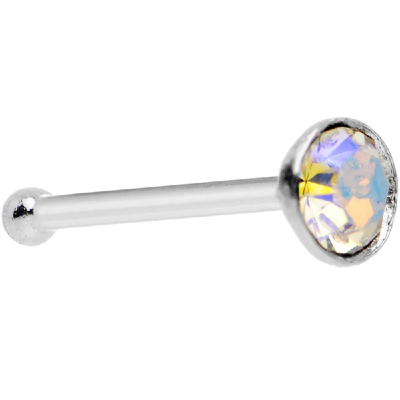 Nose Rings for Cartilage -925 Silver 2mm Round Aurora Nose Bone Created with Crystals Nose Rings for Cartilage -925 Silver 2mm Round Aurora Nose Bone Created with Crystals