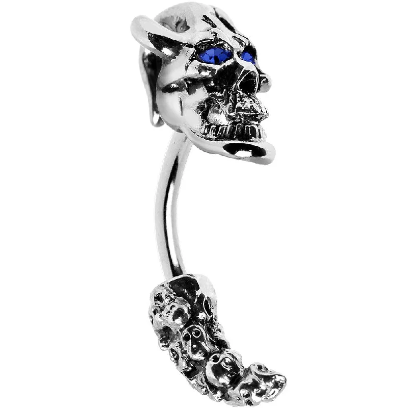 Women's Earrings – Elegant Designs for Every Personality--Sapphire Blue Gem Demon Skull Eyebrow Ring