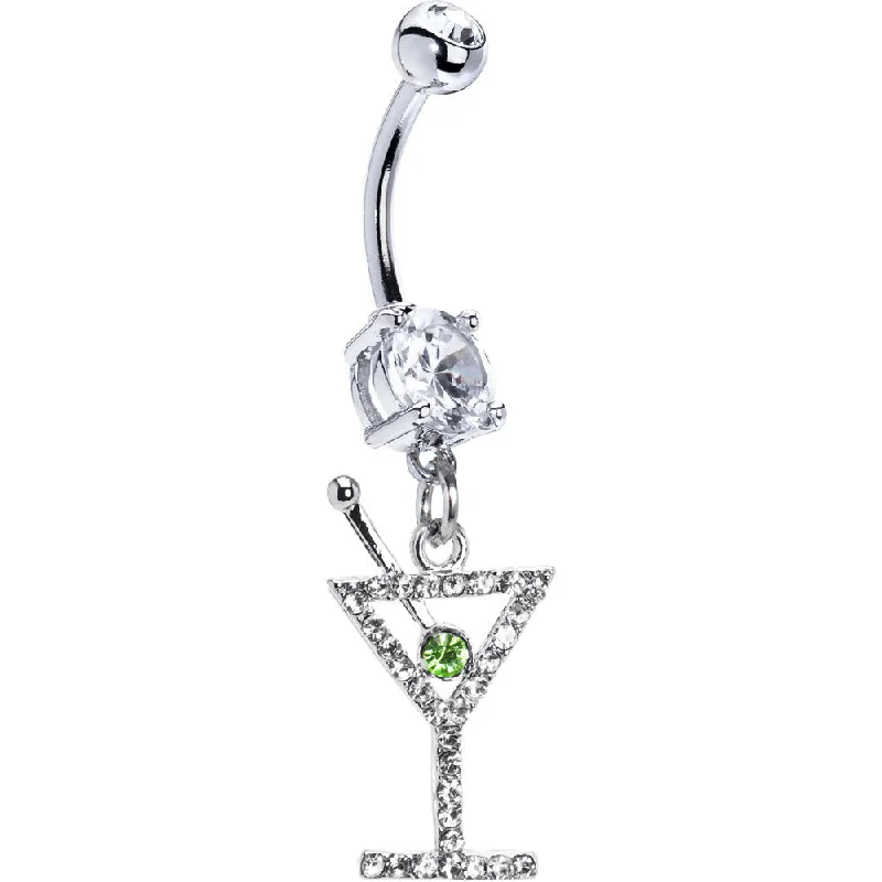 Sparkling Belly Rings for Extra Glamour -Crystalline Jeweled MARTINI GEM OLIVE Dangle Belly Ring Sparkling Belly Rings for Extra Glamour -Crystalline Jeweled MARTINI GEM OLIVE Dangle Belly Ring