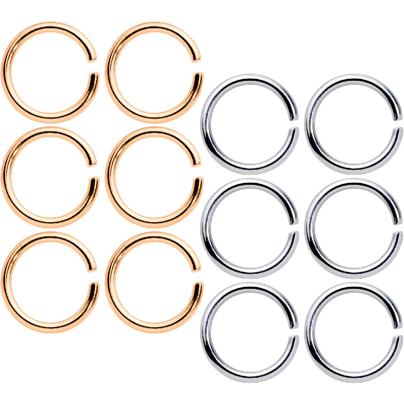 Nose Rings for Sensitive Skin -16 Gauge 5/16 Steel Rose Gold Tone Seamless Cartilage Ring Set of 12 Nose Rings for Sensitive Skin -16 Gauge 5/16 Steel Rose Gold Tone Seamless Cartilage Ring Set of 12
