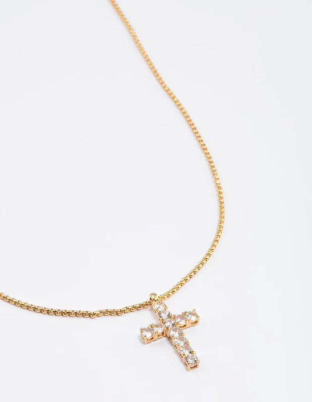 Shop Classic Women's Necklaces & Pendants with a Modern Twist-Waterproof Gold Plated Waterproof Stainless Steel Cubic Zirconia Cross Necklace Shop Classic Women's Necklaces & Pendants with a Modern Twist-Waterproof Gold Plated Waterproof Stainless Steel Cubic Zirconia Cross Necklace