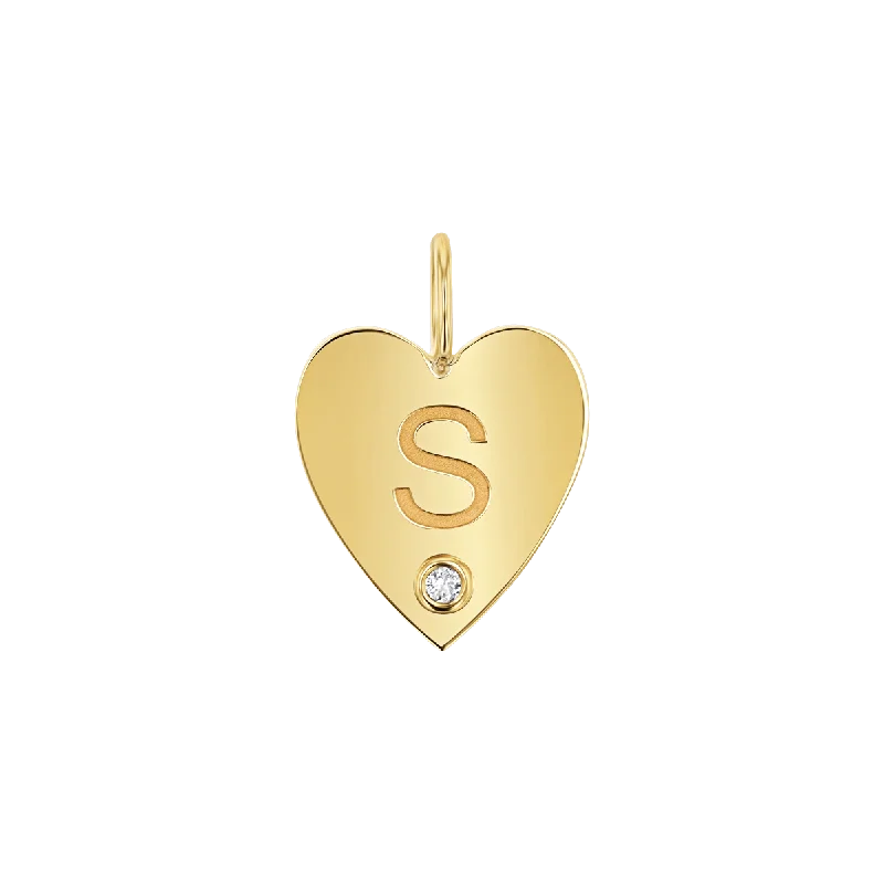 Shop Classic Women's Necklaces & Pendants with a Modern Twist-Engravable Diamond Initial Heart Charm Shop Classic Women's Necklaces & Pendants with a Modern Twist-Engravable Diamond Initial Heart Charm