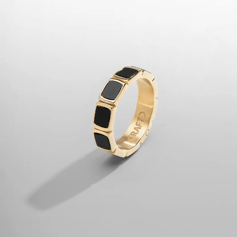 Top Men's Rings – Crafted for Every Style  Onyx Stone Band Ring (Gold)