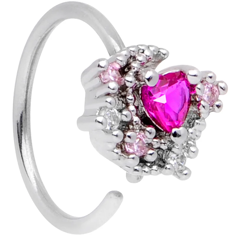 Nose Rings for Classic Timeless Fashion -20 Gauge 5/16 Clear Pink Gem Crescent Moon Star Nose Hoop Nose Rings for Classic Timeless Fashion -20 Gauge 5/16 Clear Pink Gem Crescent Moon Star Nose Hoop