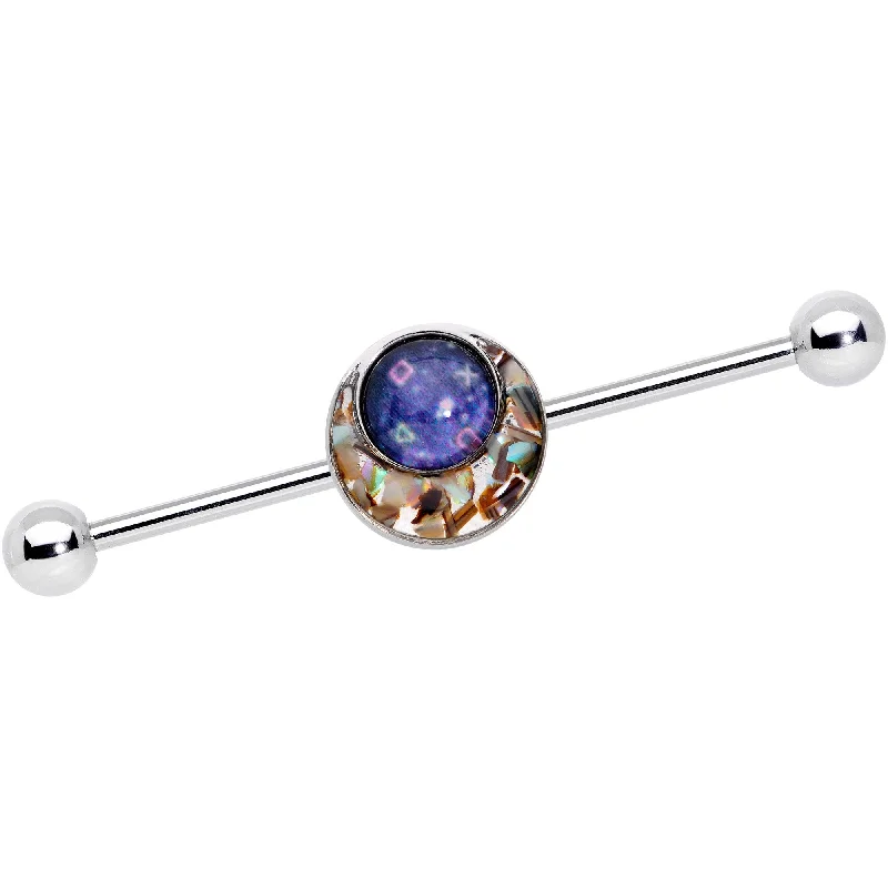 Women's Earrings – Elegant Designs for Every Personality--14 Gauge Blue Orb Mosaic Crescent Moon Industrial Barbell 38mm Women's Earrings – Elegant Designs for Every Personality--14 Gauge Blue Orb Mosaic Crescent Moon Industrial Barbell 38mm